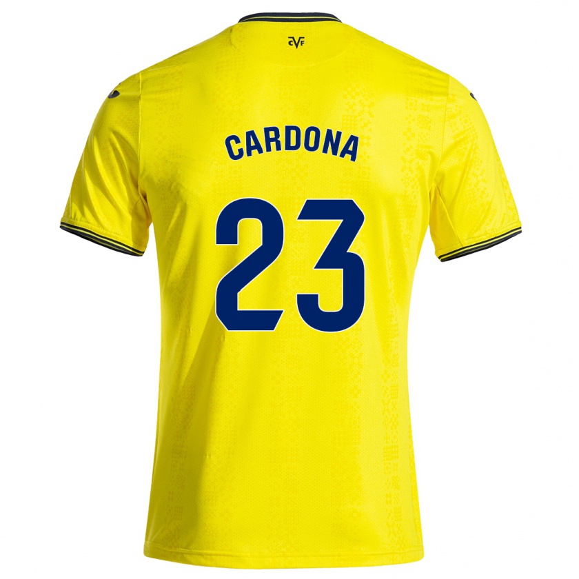 Kandiny Hombre Camiseta Sergi Cardona #23 Amarillo Negro 1ª Equipación 2024/25 La Camisa Chile