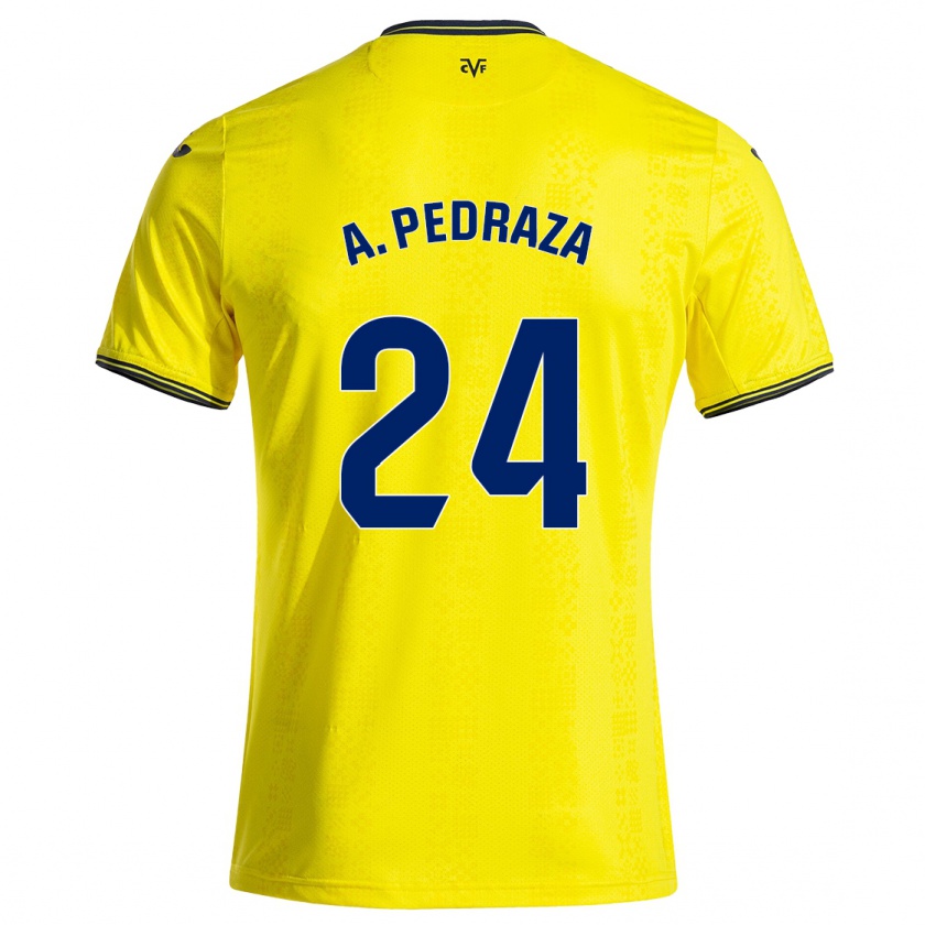 Kandiny Hombre Camiseta Alfonso Pedraza #24 Amarillo Negro 1ª Equipación 2024/25 La Camisa Chile