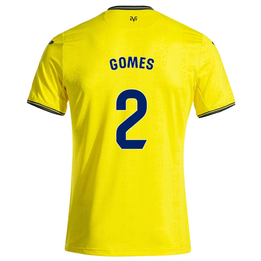 Kandiny Hombre Camiseta Vique Gomes #2 Amarillo Negro 1ª Equipación 2024/25 La Camisa Chile