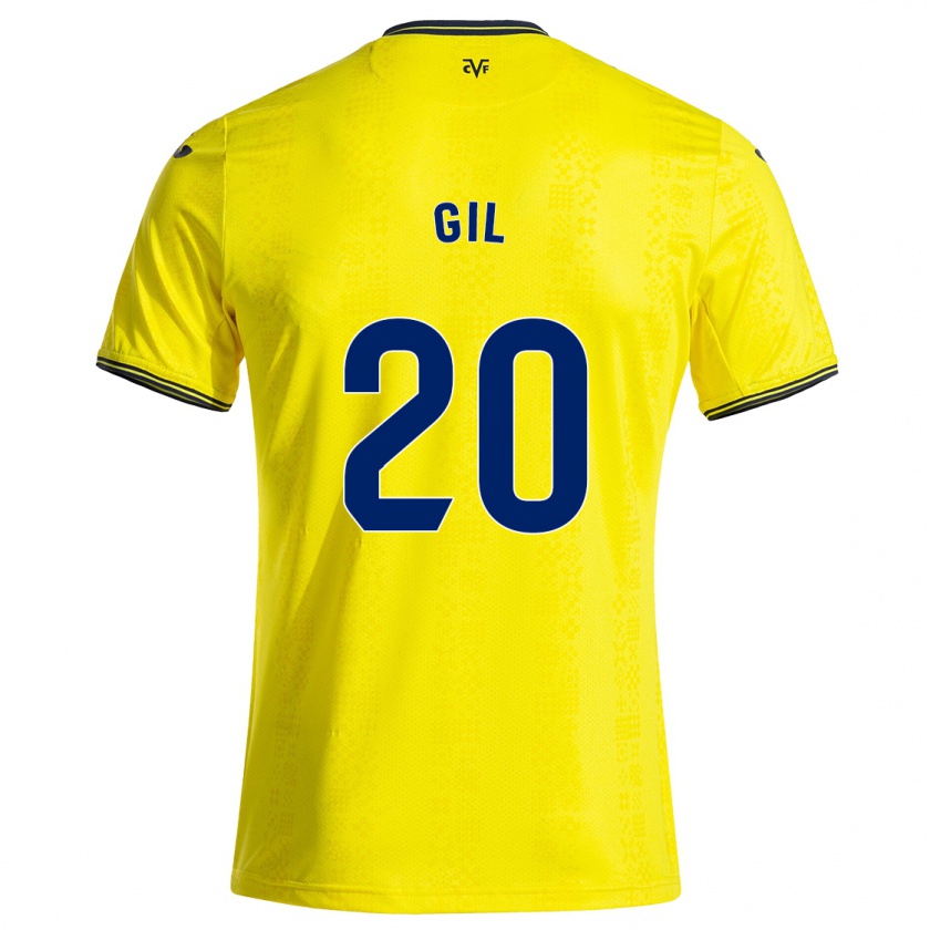 Kandiny Hombre Camiseta Mario Gil #20 Amarillo Negro 1ª Equipación 2024/25 La Camisa Chile