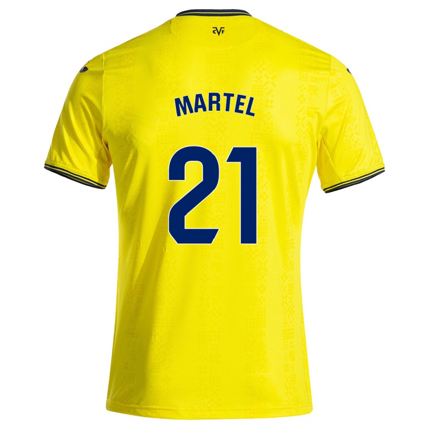 Kandiny Hombre Camiseta Kevin Martel #21 Amarillo Negro 1ª Equipación 2024/25 La Camisa Chile