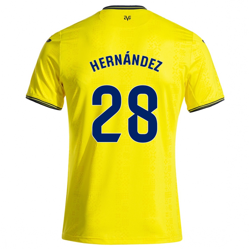 Kandiny Hombre Camiseta Gerard Hernández #28 Amarillo Negro 1ª Equipación 2024/25 La Camisa Chile