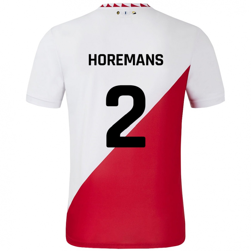 Kandiny Hombre Camiseta Siebe Horemans #2 Blanco Rojo 1ª Equipación 2024/25 La Camisa Chile