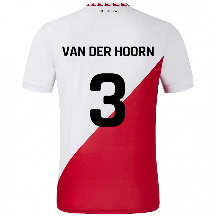 Kandiny Hombre Camiseta Mike Van Der Hoorn #3 Blanco Rojo 1ª Equipación 2024/25 La Camisa Chile