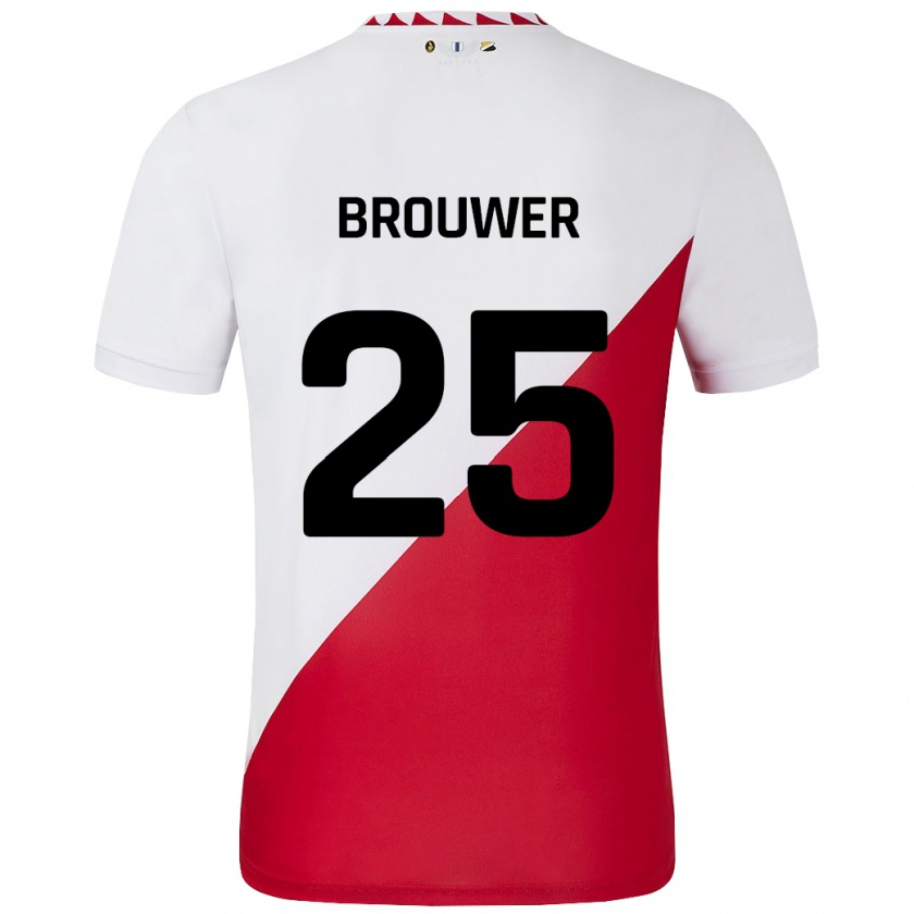 Kandiny Hombre Camiseta Michael Brouwer #25 Blanco Rojo 1ª Equipación 2024/25 La Camisa Chile