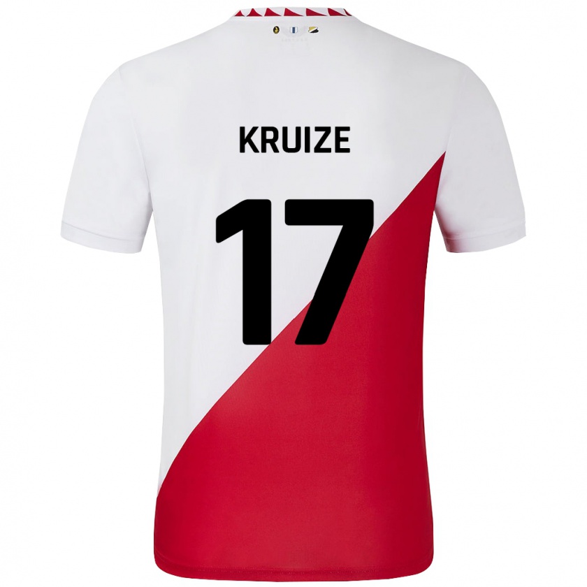 Kandiny Hombre Camiseta Elisha Kruize #17 Blanco Rojo 1ª Equipación 2024/25 La Camisa Chile