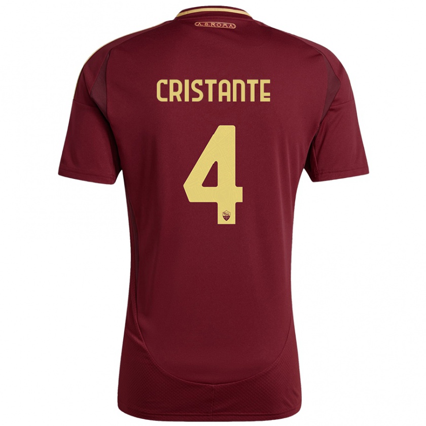 Kandiny Hombre Camiseta Bryan Cristante #4 Rojo Marrón Dorado 1ª Equipación 2024/25 La Camisa Chile