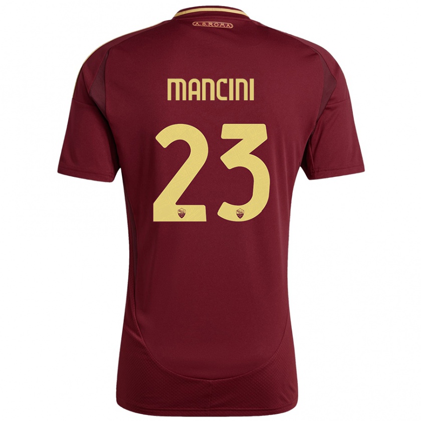 Kandiny Hombre Camiseta Gianluca Mancini #23 Rojo Marrón Dorado 1ª Equipación 2024/25 La Camisa Chile