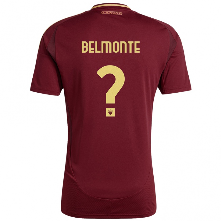 Kandiny Hombre Camiseta Samuele Belmonte #0 Rojo Marrón Dorado 1ª Equipación 2024/25 La Camisa Chile