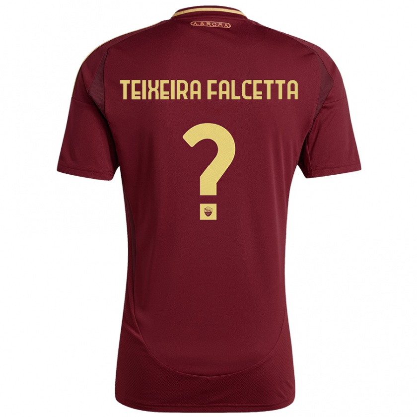 Kandiny Hombre Camiseta Pietro Teixeira Falcetta #0 Rojo Marrón Dorado 1ª Equipación 2024/25 La Camisa Chile