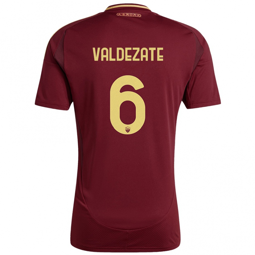 Kandiny Hombre Camiseta Oihane Valdezate #6 Rojo Marrón Dorado 1ª Equipación 2024/25 La Camisa Chile