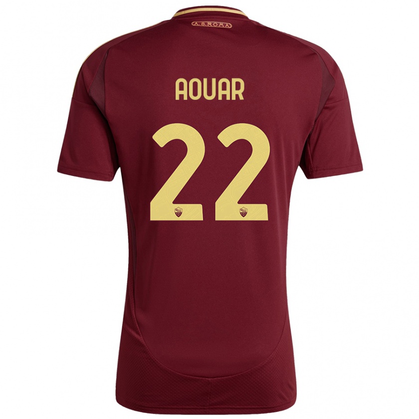 Kandiny Hombre Camiseta Houssem Aouar #22 Rojo Marrón Dorado 1ª Equipación 2024/25 La Camisa Chile