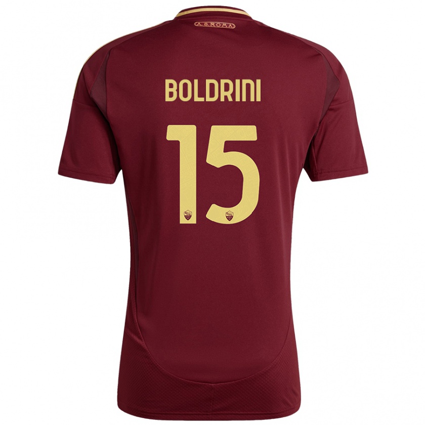 Kandiny Hombre Camiseta Mattia Boldrini #15 Rojo Marrón Dorado 1ª Equipación 2024/25 La Camisa Chile