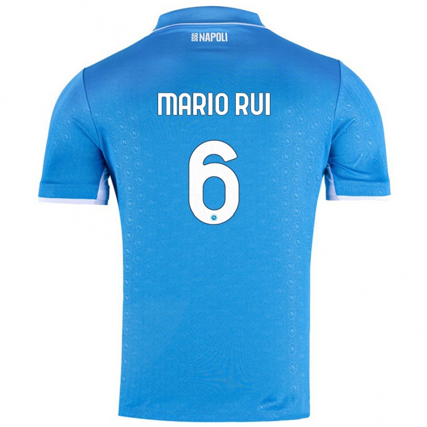 Kandiny Hombre Camiseta Mário Rui #6 Azul Cielo 1ª Equipación 2024/25 La Camisa Chile