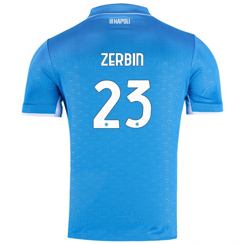 Kandiny Hombre Camiseta Alessio Zerbin #23 Azul Cielo 1ª Equipación 2024/25 La Camisa Chile