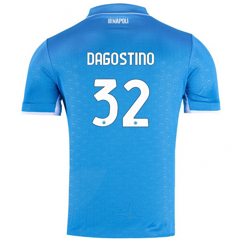 Kandiny Hombre Camiseta Giuseppe Dagostino #32 Azul Cielo 1ª Equipación 2024/25 La Camisa Chile