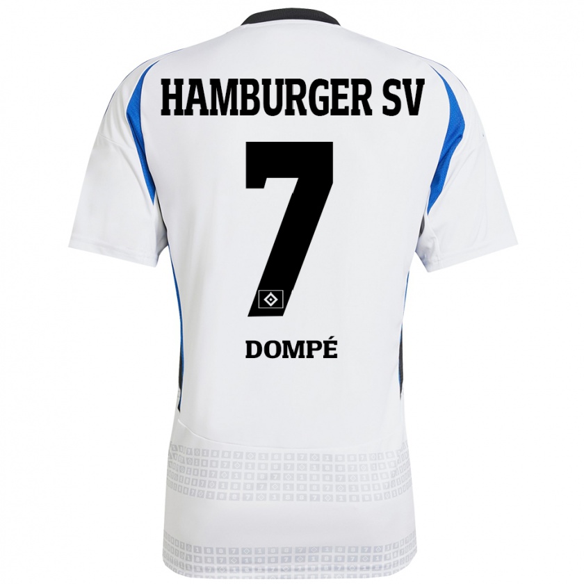 Kandiny Hombre Camiseta Jean-Luc Dompé #7 Blanco Azul 1ª Equipación 2024/25 La Camisa Chile