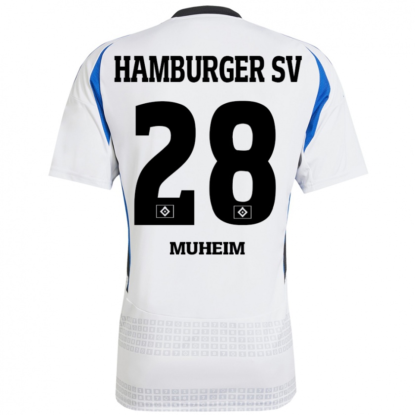 Kandiny Hombre Camiseta Miro Muheim #28 Blanco Azul 1ª Equipación 2024/25 La Camisa Chile