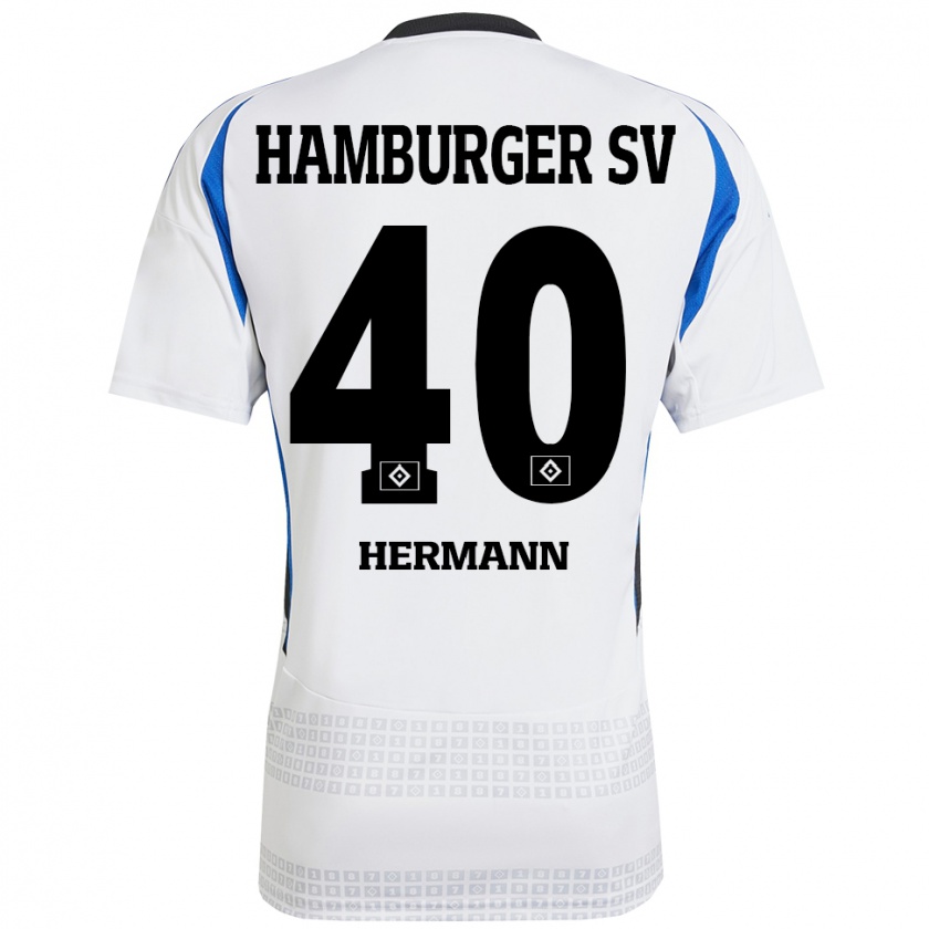 Kandiny Hombre Camiseta Hannes Hermann #40 Blanco Azul 1ª Equipación 2024/25 La Camisa Chile