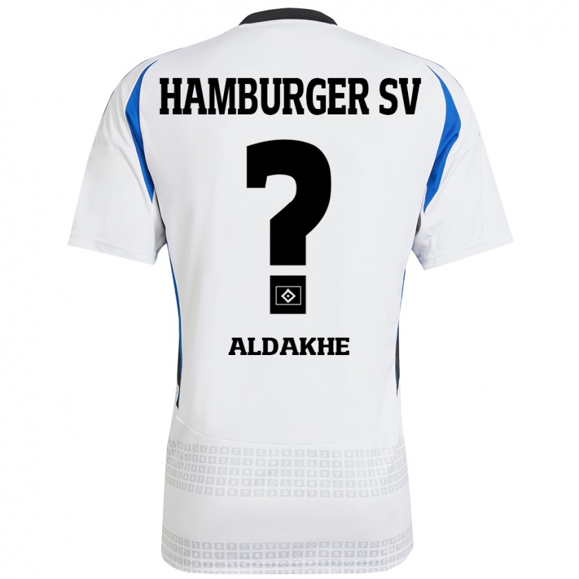 Kandiny Hombre Camiseta Ather Aldakhe #0 Blanco Azul 1ª Equipación 2024/25 La Camisa Chile