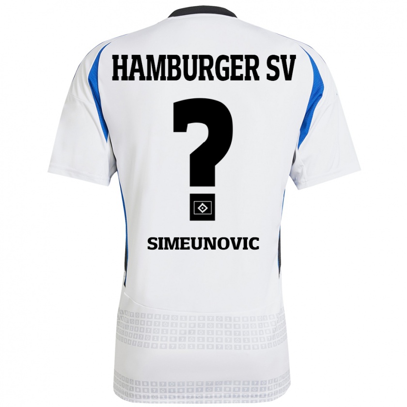 Kandiny Hombre Camiseta Denis Simeunovic #0 Blanco Azul 1ª Equipación 2024/25 La Camisa Chile