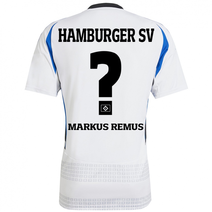 Kandiny Hombre Camiseta Markus Remus #0 Blanco Azul 1ª Equipación 2024/25 La Camisa Chile