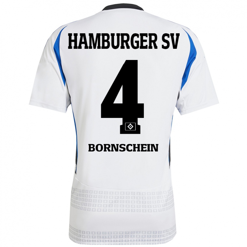 Kandiny Hombre Camiseta Lukas Bornschein #4 Blanco Azul 1ª Equipación 2024/25 La Camisa Chile