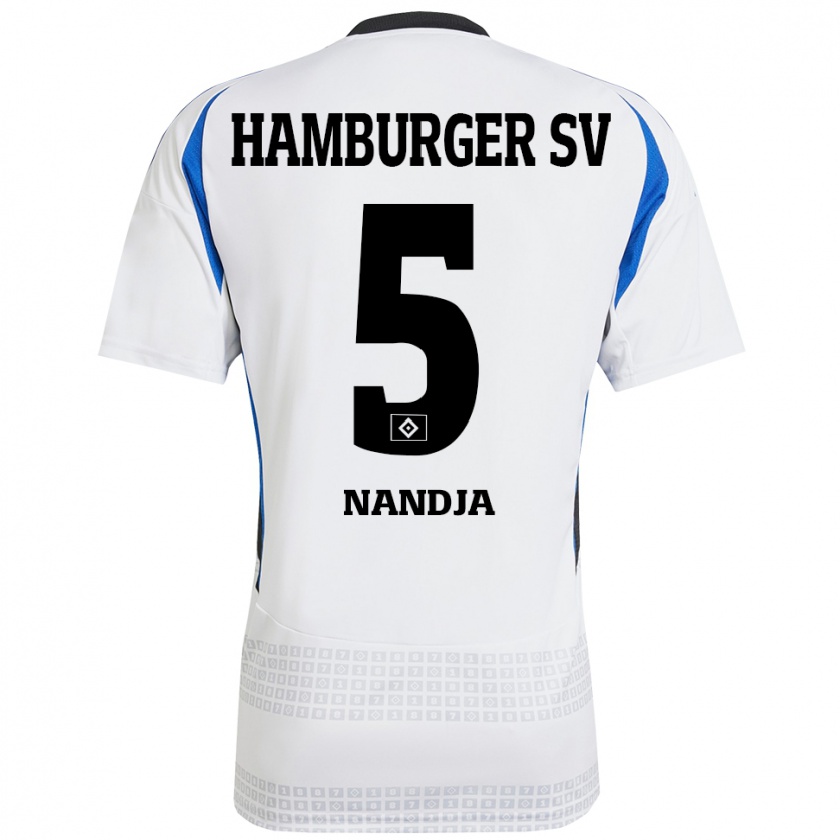 Kandiny Hombre Camiseta Shafiq Nandja #5 Blanco Azul 1ª Equipación 2024/25 La Camisa Chile