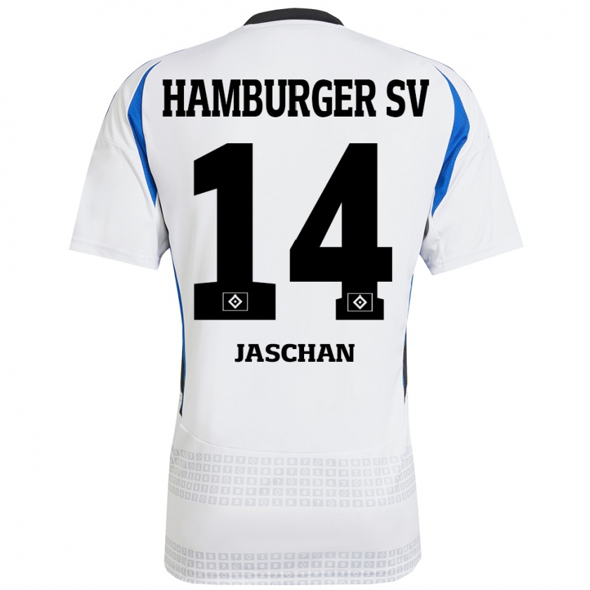 Kandiny Hombre Camiseta Endrik Jaschan #14 Blanco Azul 1ª Equipación 2024/25 La Camisa Chile