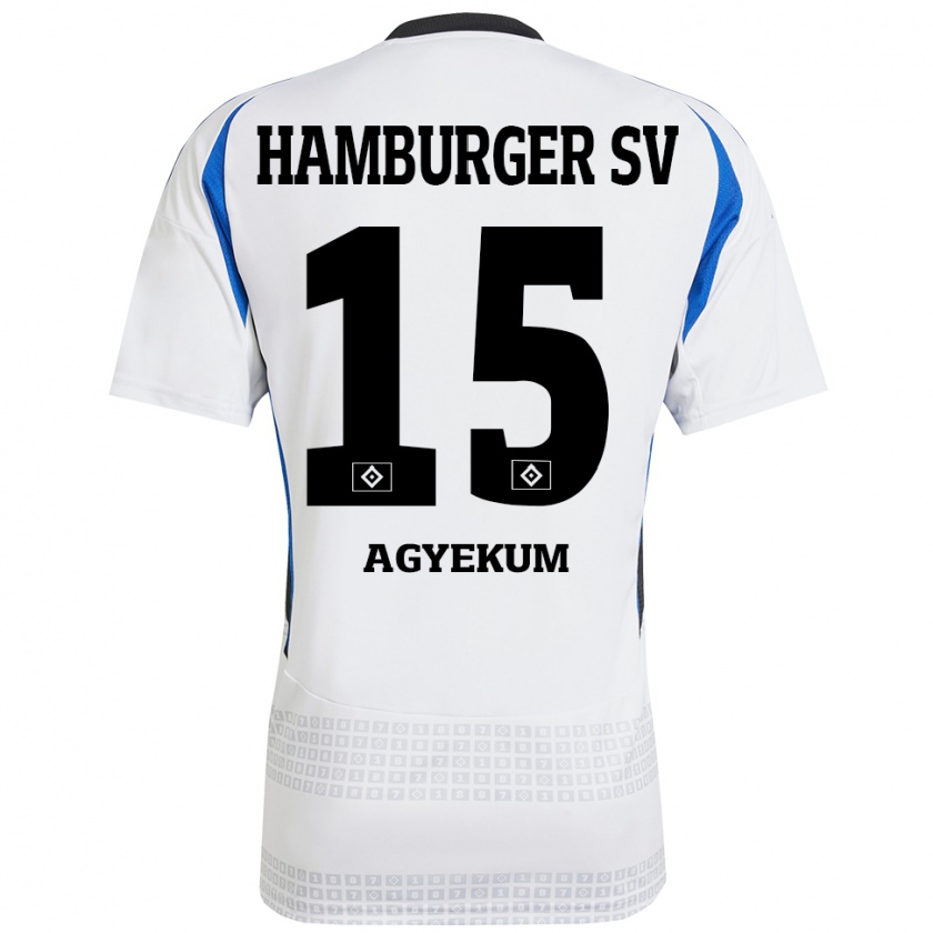 Kandiny Hombre Camiseta Joel Agyekum #15 Blanco Azul 1ª Equipación 2024/25 La Camisa Chile