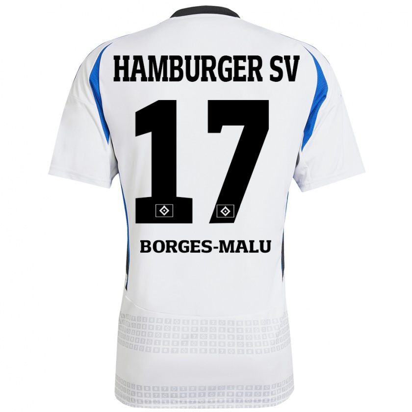 Kandiny Hombre Camiseta Louis Borges-Malu #17 Blanco Azul 1ª Equipación 2024/25 La Camisa Chile