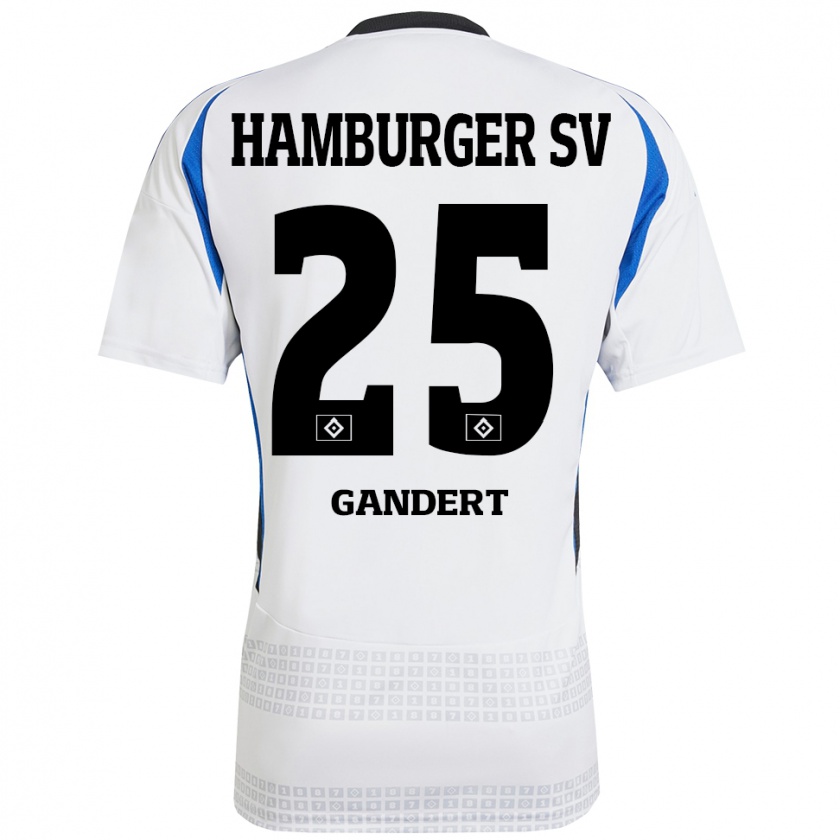 Kandiny Hombre Camiseta Jeremy Gandert #25 Blanco Azul 1ª Equipación 2024/25 La Camisa Chile