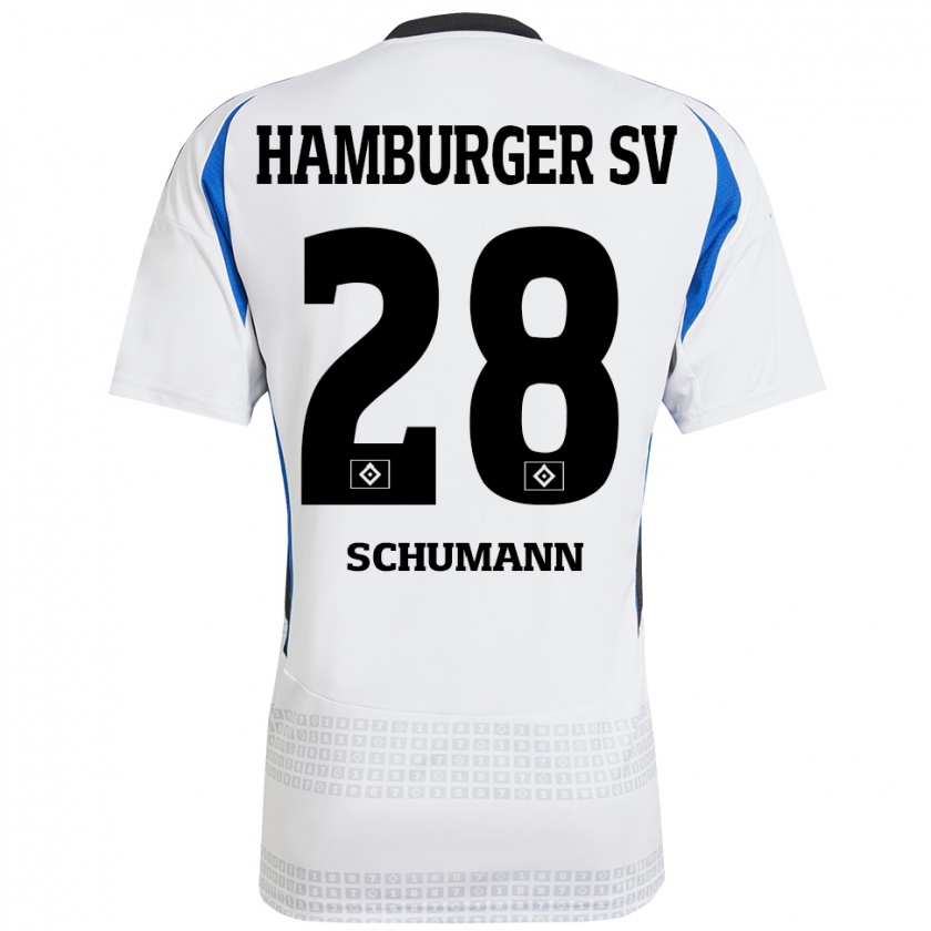 Kandiny Hombre Camiseta Henri Schümann #28 Blanco Azul 1ª Equipación 2024/25 La Camisa Chile