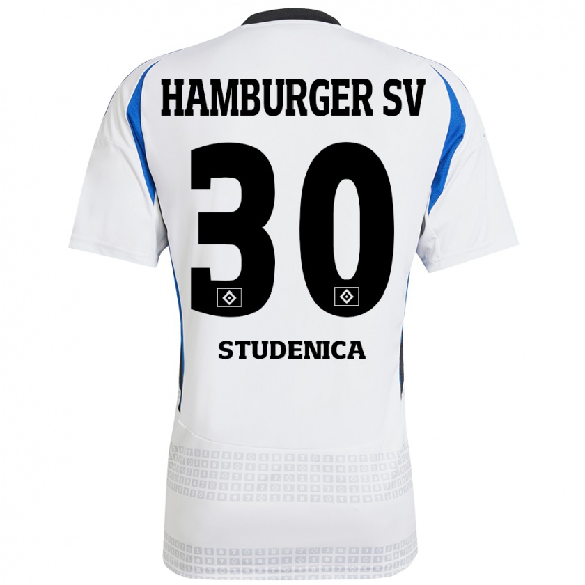 Kandiny Hombre Camiseta Aron Studenica #30 Blanco Azul 1ª Equipación 2024/25 La Camisa Chile