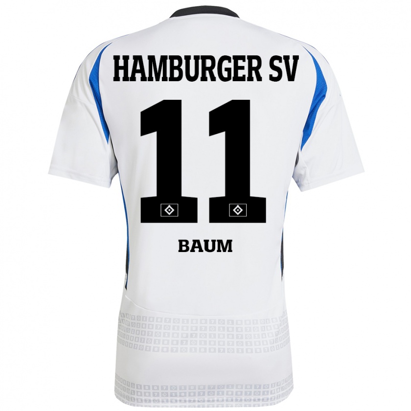 Kandiny Hombre Camiseta Lisa Baum #11 Blanco Azul 1ª Equipación 2024/25 La Camisa Chile