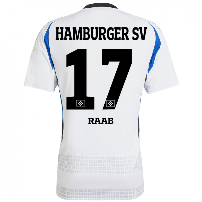 Kandiny Hombre Camiseta Lotte Raab #17 Blanco Azul 1ª Equipación 2024/25 La Camisa Chile