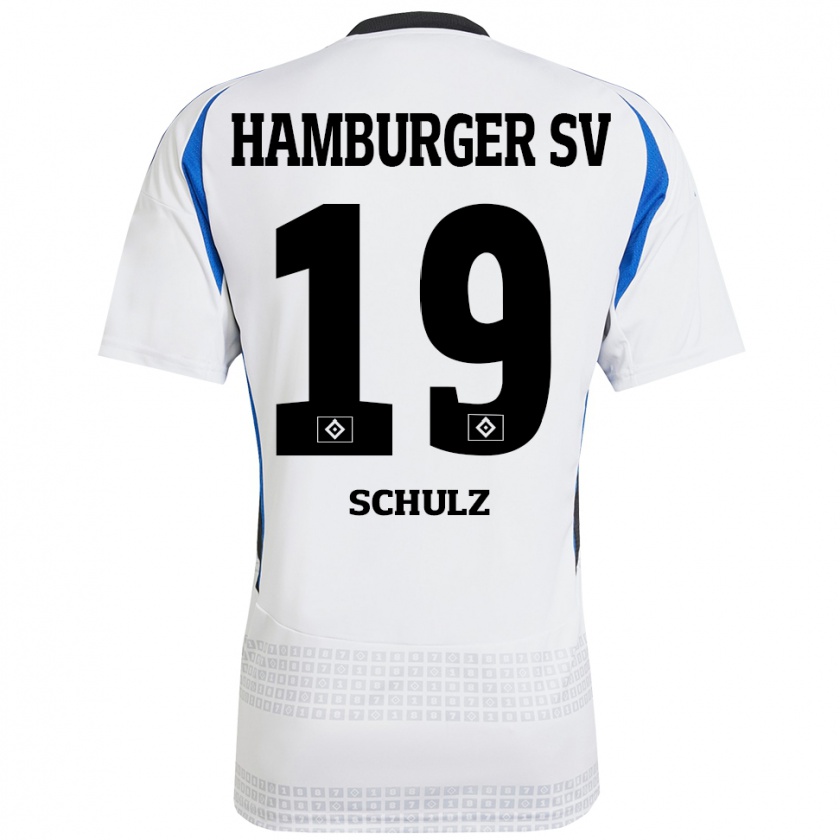 Kandiny Hombre Camiseta Victoria Schulz #19 Blanco Azul 1ª Equipación 2024/25 La Camisa Chile