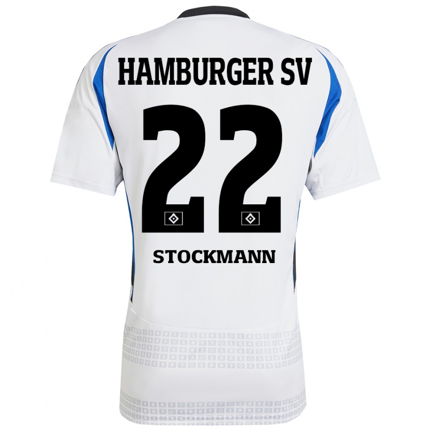 Kandiny Hombre Camiseta Sarah Stöckmann #22 Blanco Azul 1ª Equipación 2024/25 La Camisa Chile