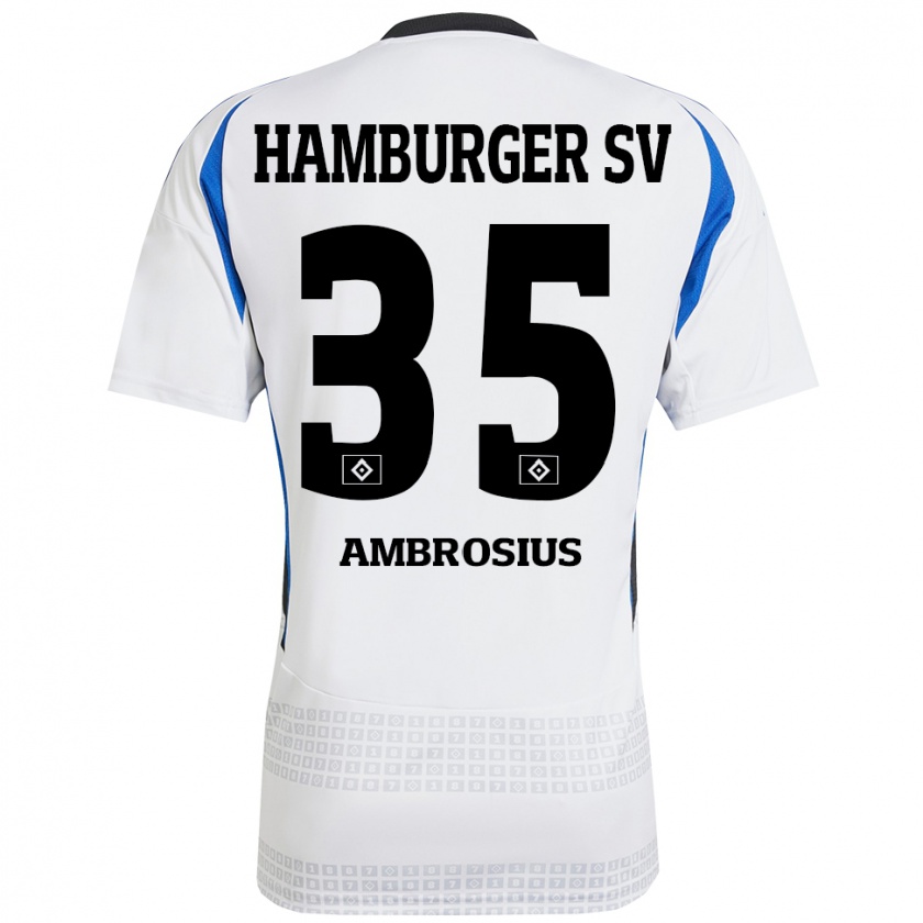 Kandiny Hombre Camiseta Stephan Ambrosius #35 Blanco Azul 1ª Equipación 2024/25 La Camisa Chile