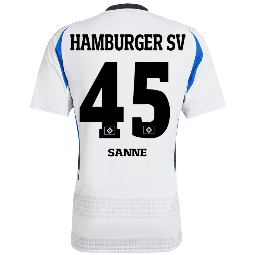 Kandiny Hombre Camiseta Tom Sanne #45 Blanco Azul 1ª Equipación 2024/25 La Camisa Chile