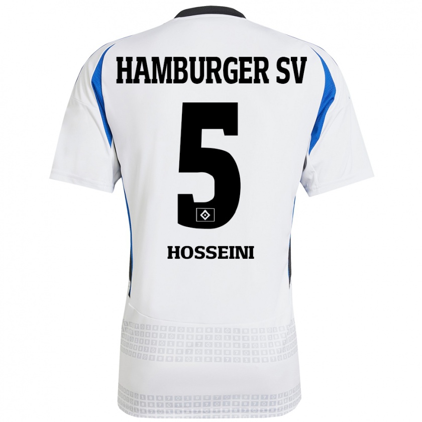 Kandiny Hombre Camiseta Reza Hosseini #5 Blanco Azul 1ª Equipación 2024/25 La Camisa Chile