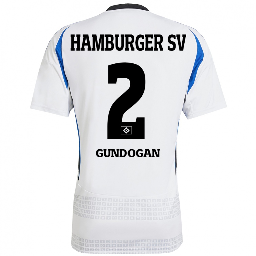 Kandiny Hombre Camiseta Haci Gündogan #2 Blanco Azul 1ª Equipación 2024/25 La Camisa Chile