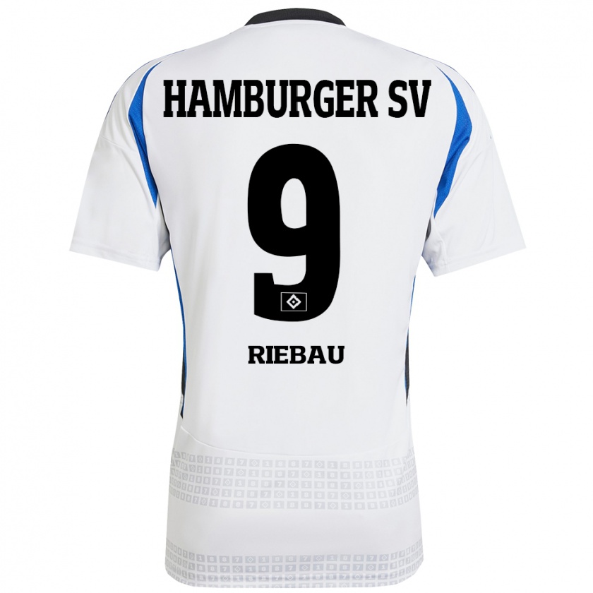 Kandiny Hombre Camiseta Henry Riebau #9 Blanco Azul 1ª Equipación 2024/25 La Camisa Chile