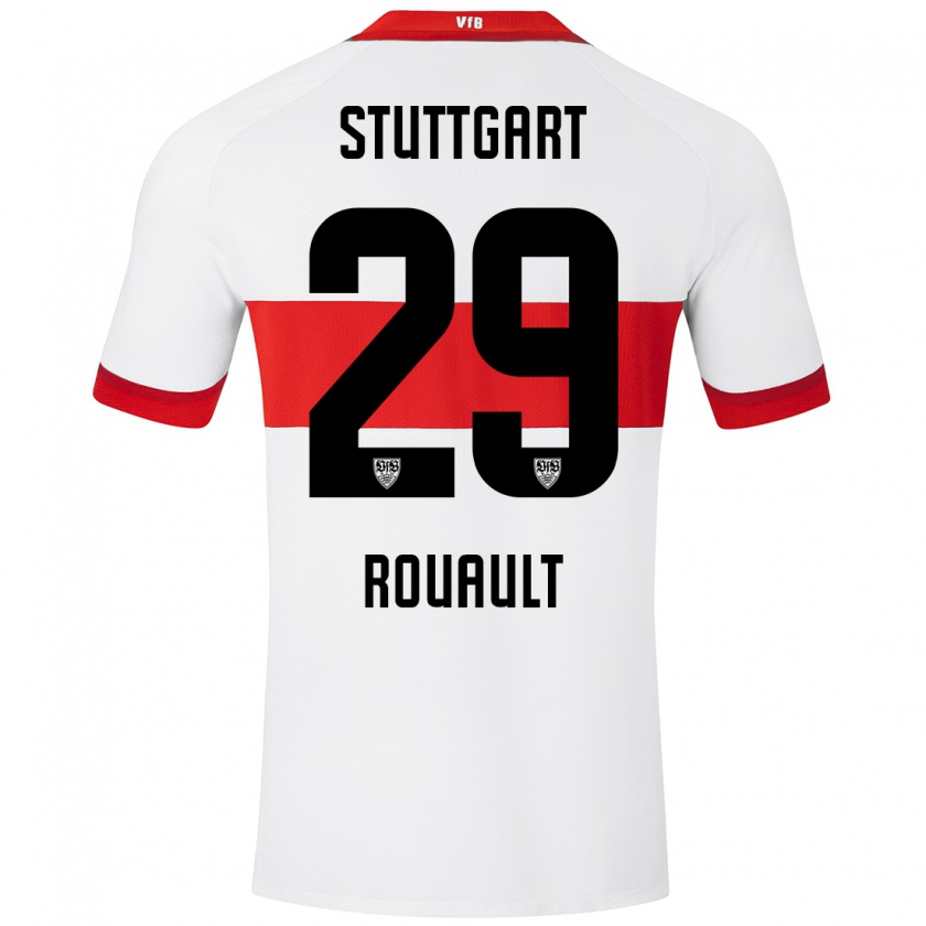 Kandiny Hombre Camiseta Anthony Rouault #29 Blanco Rojo 1ª Equipación 2024/25 La Camisa Chile