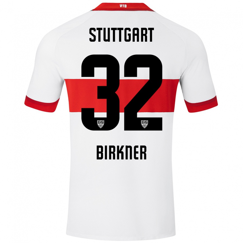 Kandiny Hombre Camiseta Hanna Birkner #32 Blanco Rojo 1ª Equipación 2024/25 La Camisa Chile