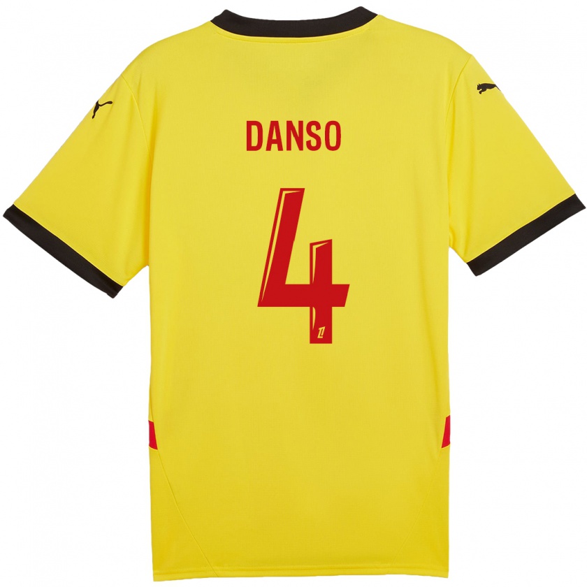 Kandiny Hombre Camiseta Kevin Danso #4 Amarillo Rojo 1ª Equipación 2024/25 La Camisa Chile