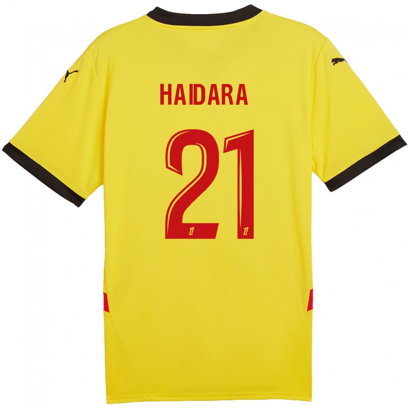 Kandiny Hombre Camiseta Massadio Haidara #21 Amarillo Rojo 1ª Equipación 2024/25 La Camisa Chile