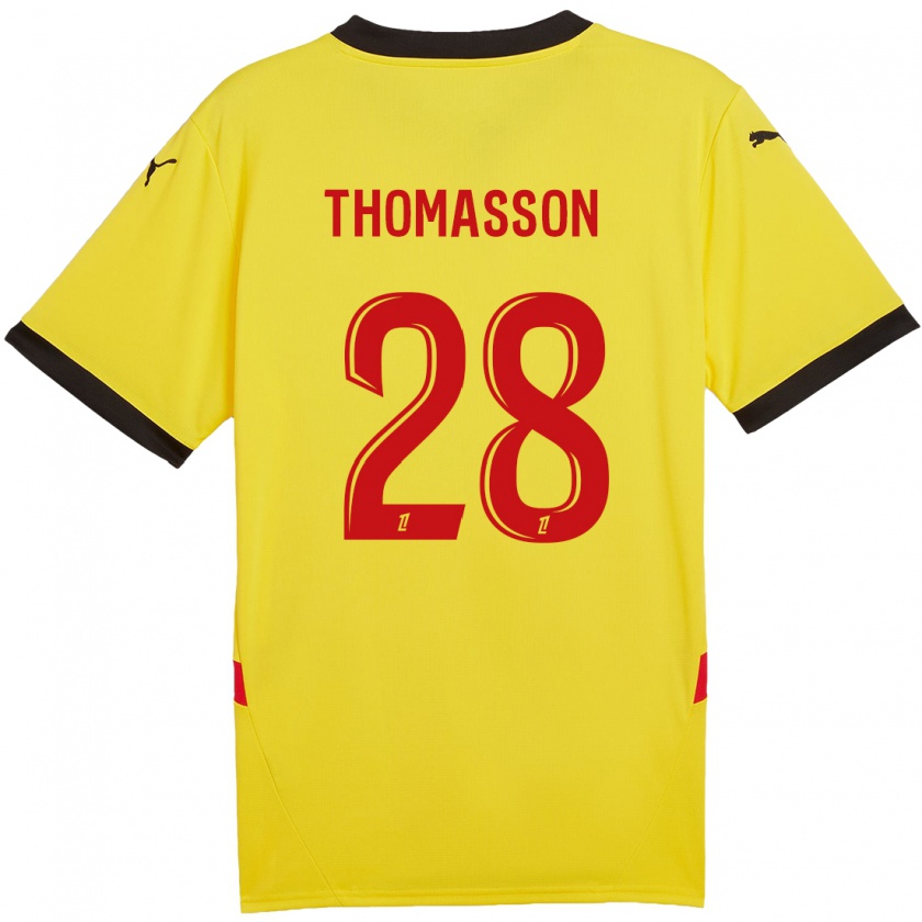 Kandiny Hombre Camiseta Adrien Thomasson #28 Amarillo Rojo 1ª Equipación 2024/25 La Camisa Chile