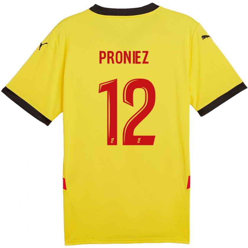 Kandiny Hombre Camiseta Fany Proniez #12 Amarillo Rojo 1ª Equipación 2024/25 La Camisa Chile