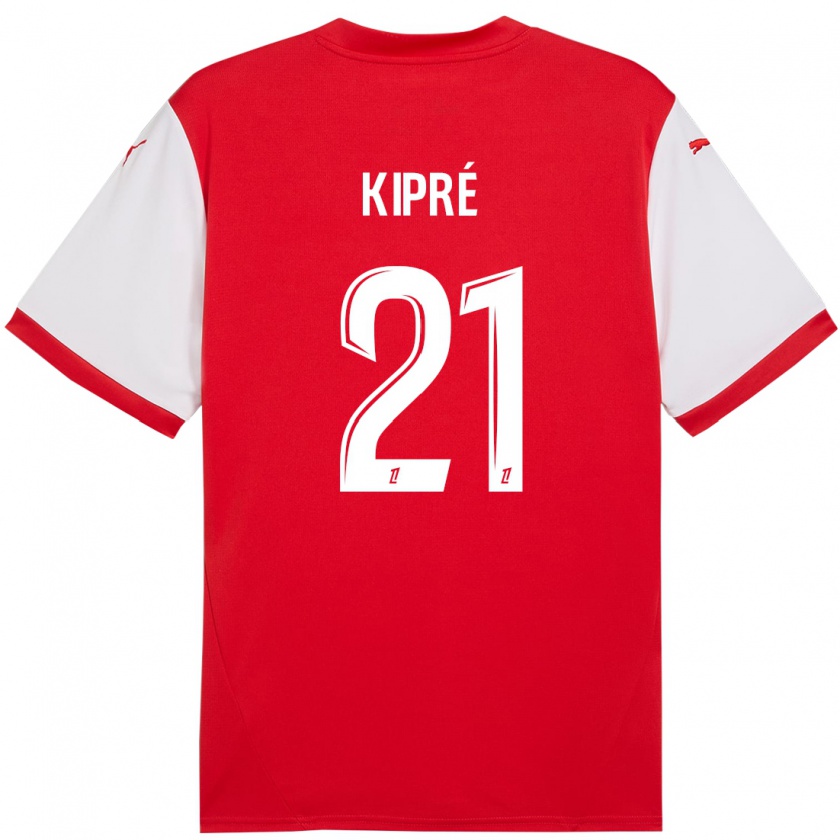 Kandiny Hombre Camiseta Cédric Kipré #21 Rojo Blanco 1ª Equipación 2024/25 La Camisa Chile